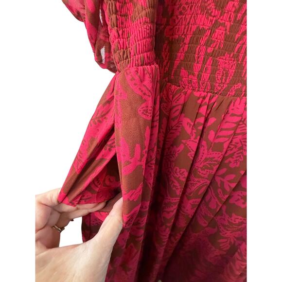 Torrid Pink and Brown Chiffon Floral Tea Length Dress - Size 2X - Picture 11 of 12